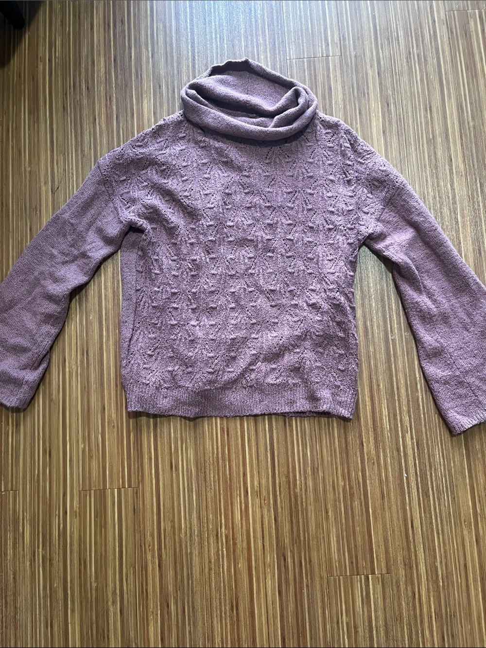 Lucky Brand Mauve Cable Cowl Neck Sweater